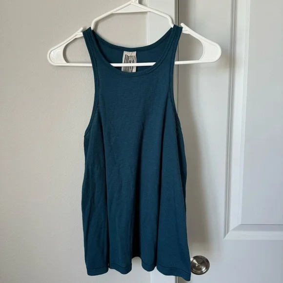 Free People Teal Blue Long Beach Tank Size Small Basic Layering Racerback Summer - Picture 5 of 12